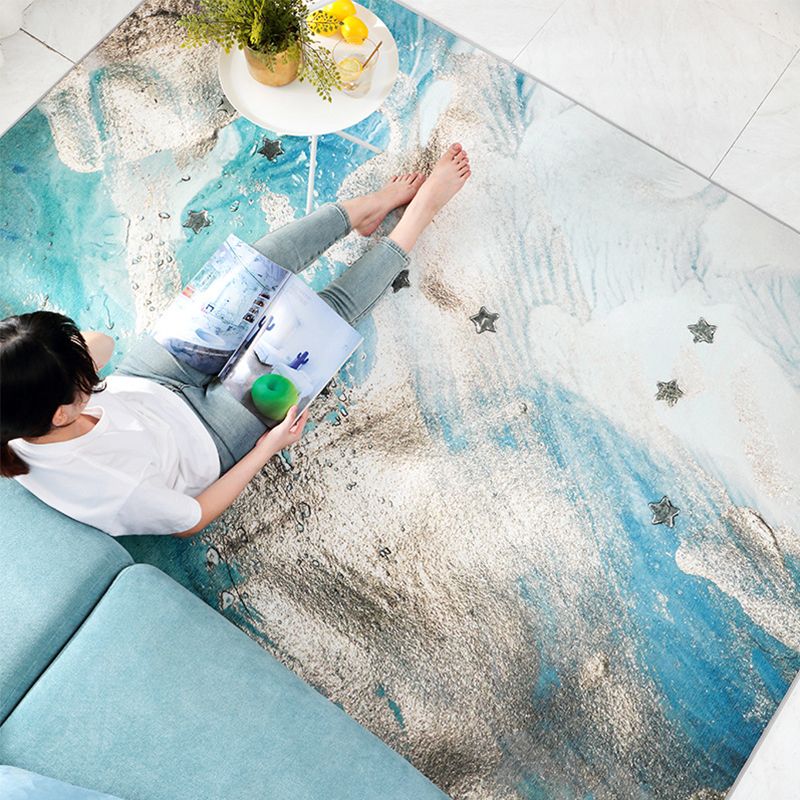 Designer Living Room Rug Multi Color Abstract Print Rug Polypropylene Non-Slip Backing Machine Washable Area Carpet