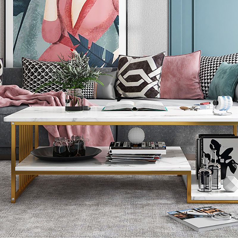 Rectangular Storage Coffee Table  Contemporary Frame Cocktail Table for Home