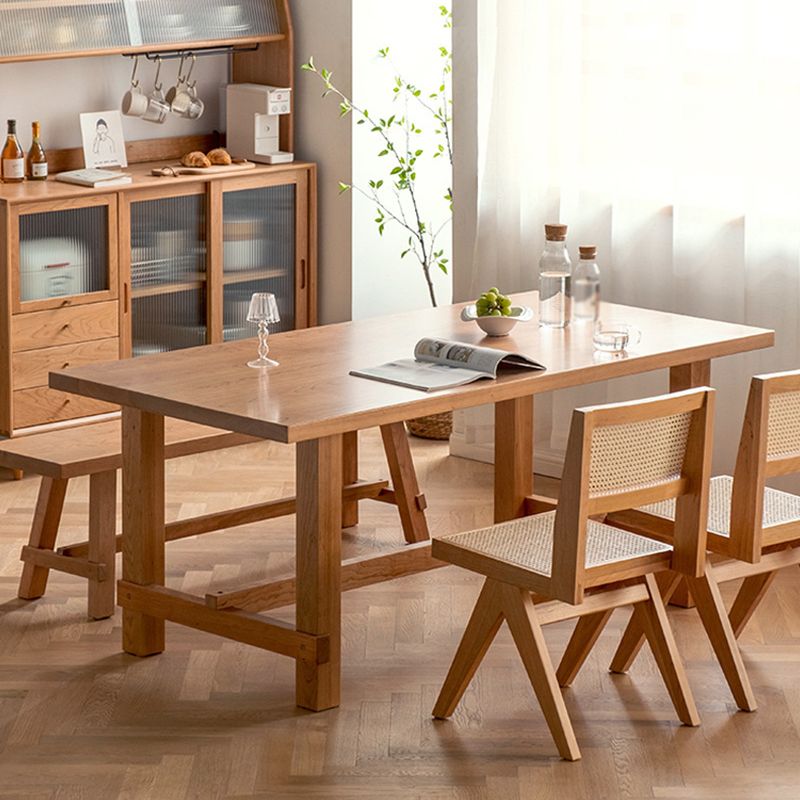 Rectangle Trestle Furniture Pine Solid Wood Dining Room Collection for Home