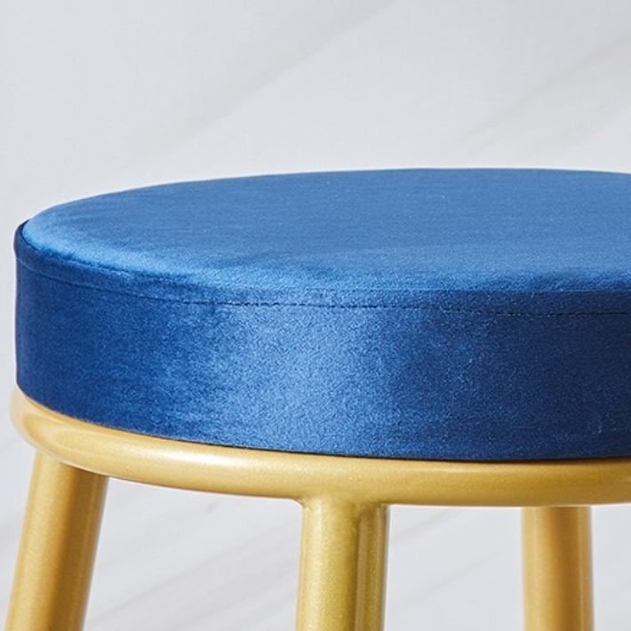 Glam Armless Backrest Counter Stool Iron Cafe Bar Stool with Pedal and Cushion