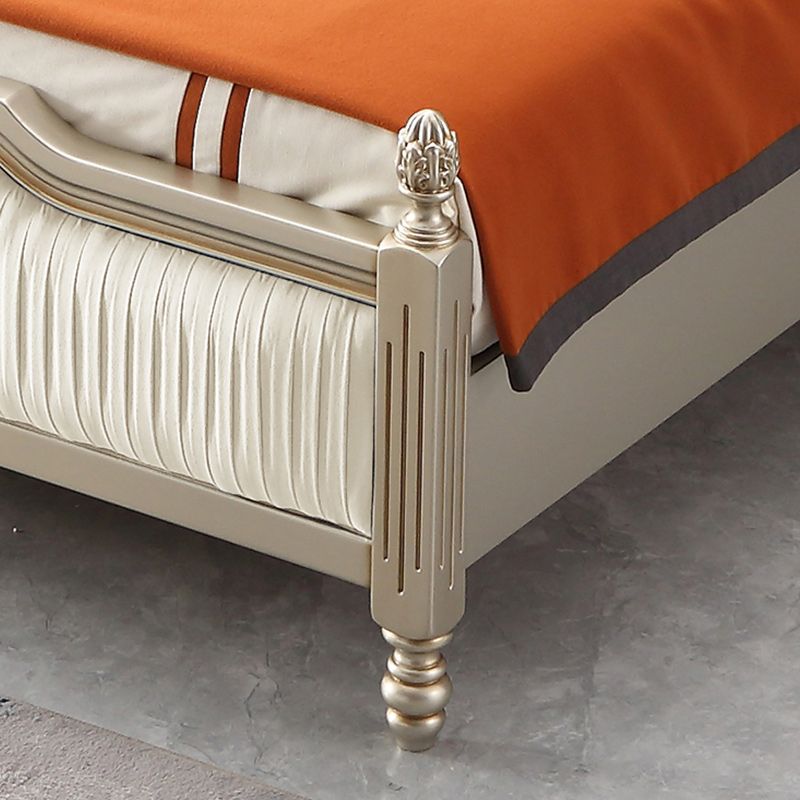 Victorian Upholstered Bed Frame with Nailhead Mattress Included Solid Wood Standard Bed