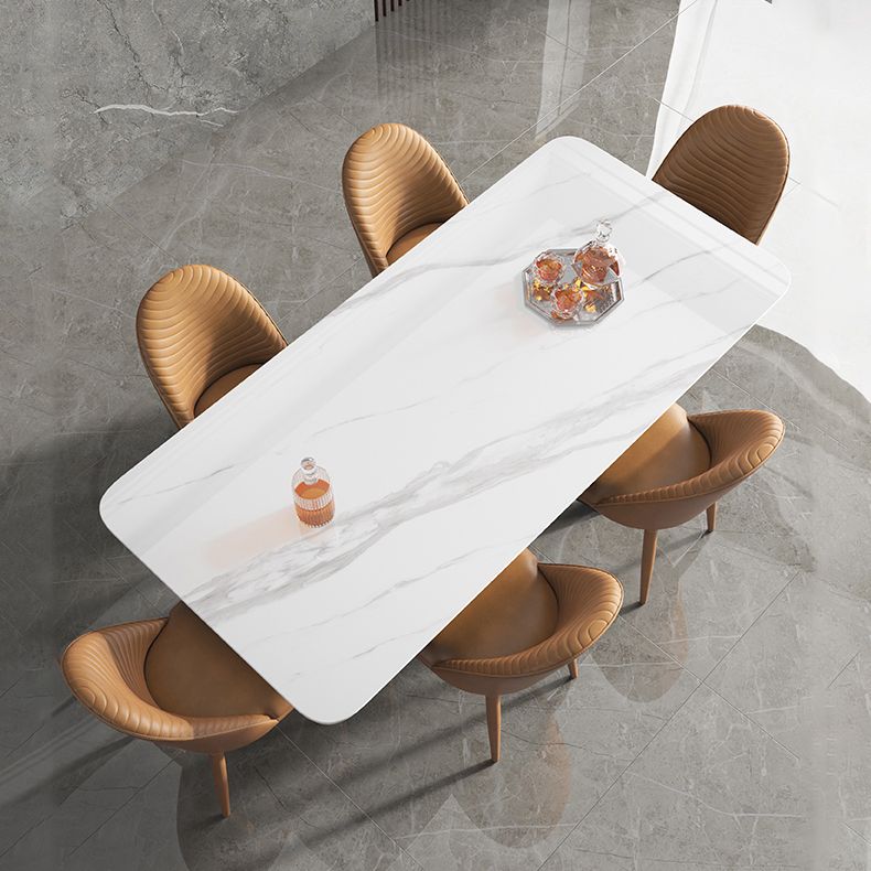 Contemporáneo 1/3/4/5/6 Piezas Juego de comedor Mesa de comedor rectangular con sillas de cuero