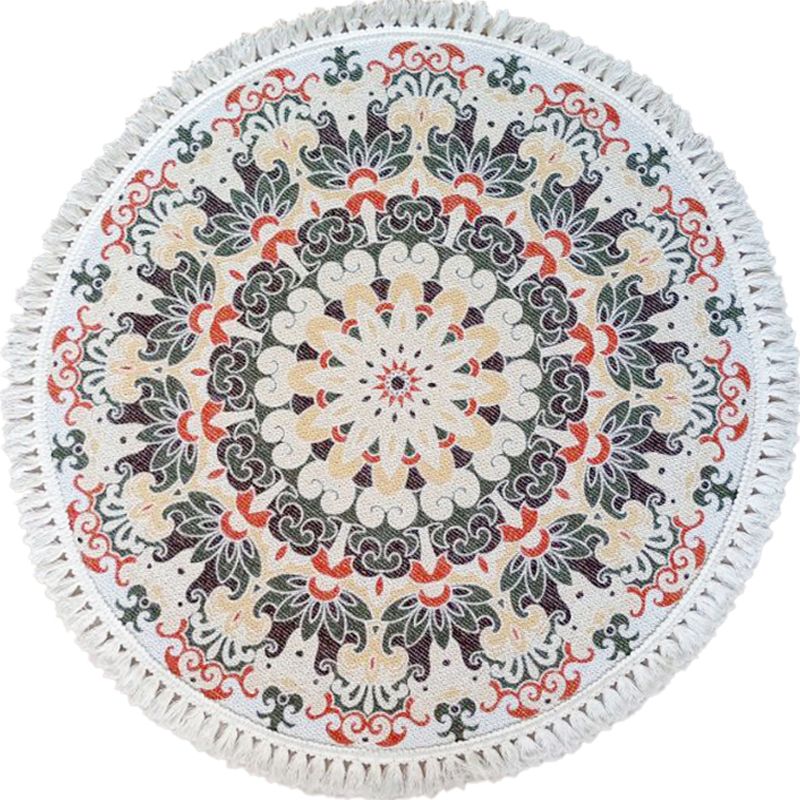 Multicoloured Floral Pattern Rug Flax Moroccan Rug Pet Friendly Washable Non-Slip Area Rug for Living Room