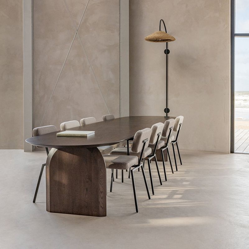 Solid Pine Wood Rectangle Dining Table Contemporary Kitchen Wood Table with Double Pedestal