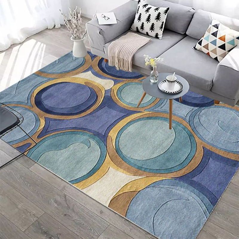 Black Geometric Carpet Polyester Minimalist Indoor Rug Anti-Split Area Carpet for Home Decoration