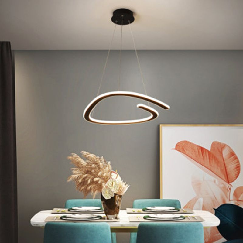 Metal Shaded Chandelier Lighting Fixture Modern LED Suspended Lighting Fixture in Black