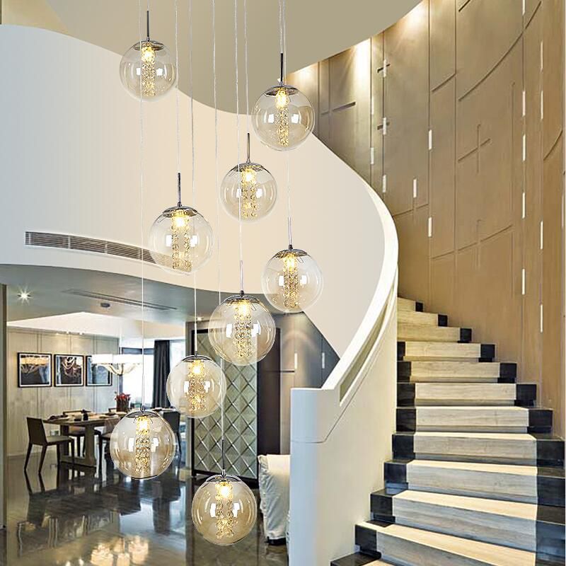 Glass Globe Pendant Light in Modern Creative Style Wrought Iron Hanging Lamp for Commercial Place