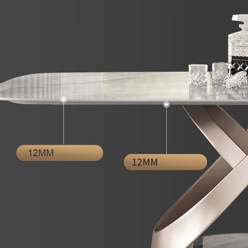 Modern Style Traditional Height Dining Set with Grey Fixed Rectangle Shape Table and Trestle Base