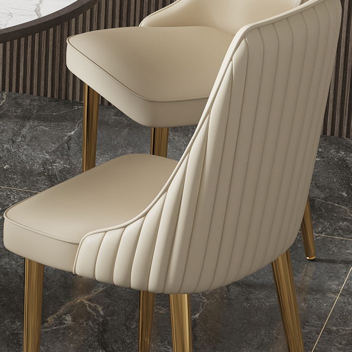 Glam Style Side Chair Leather Parsons Back Dining Chair for Home
