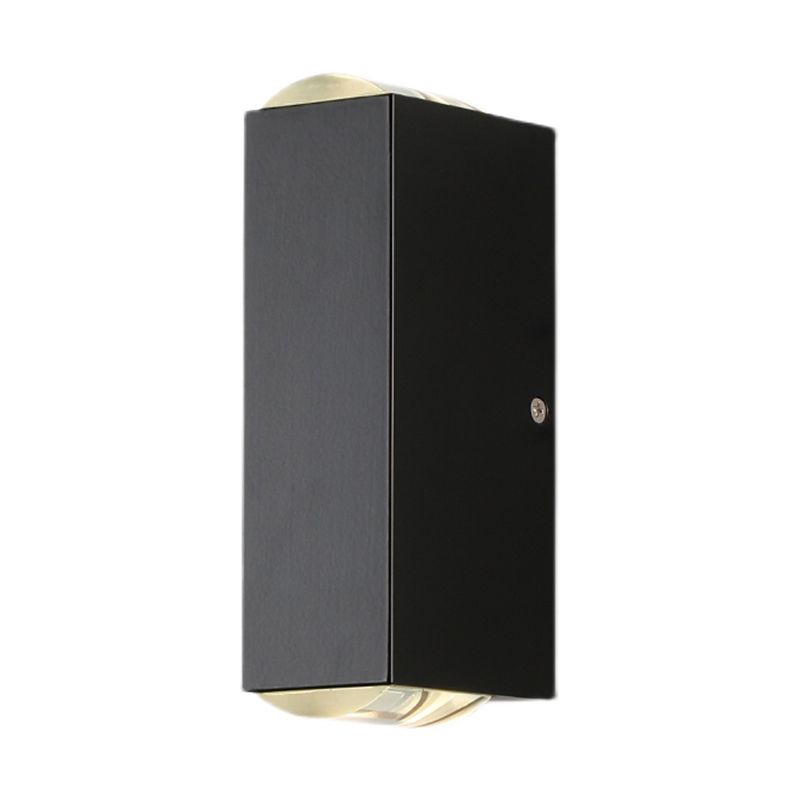 Luz de pared de metal de forma cuadrada estilo moderno de 2 luces lámpara de montaje de pared en negro