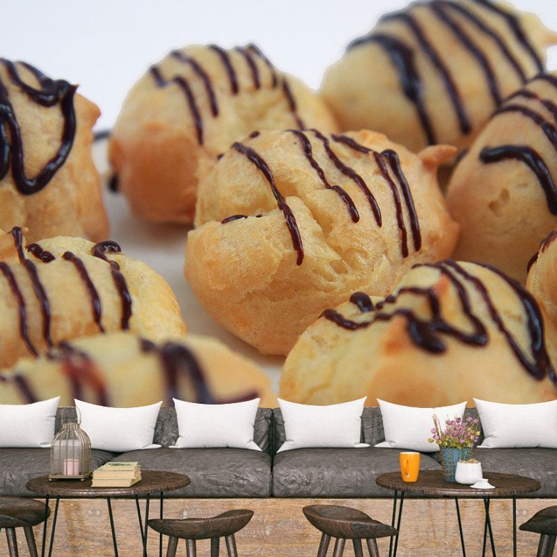 Bread Dessert Mural Wallpaper Contemporary Wall Covering for Bakery, Water Resistant