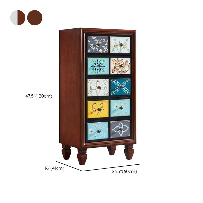 American Traditional Wooden Storage Chest Home Horizontal Chest with Drawers