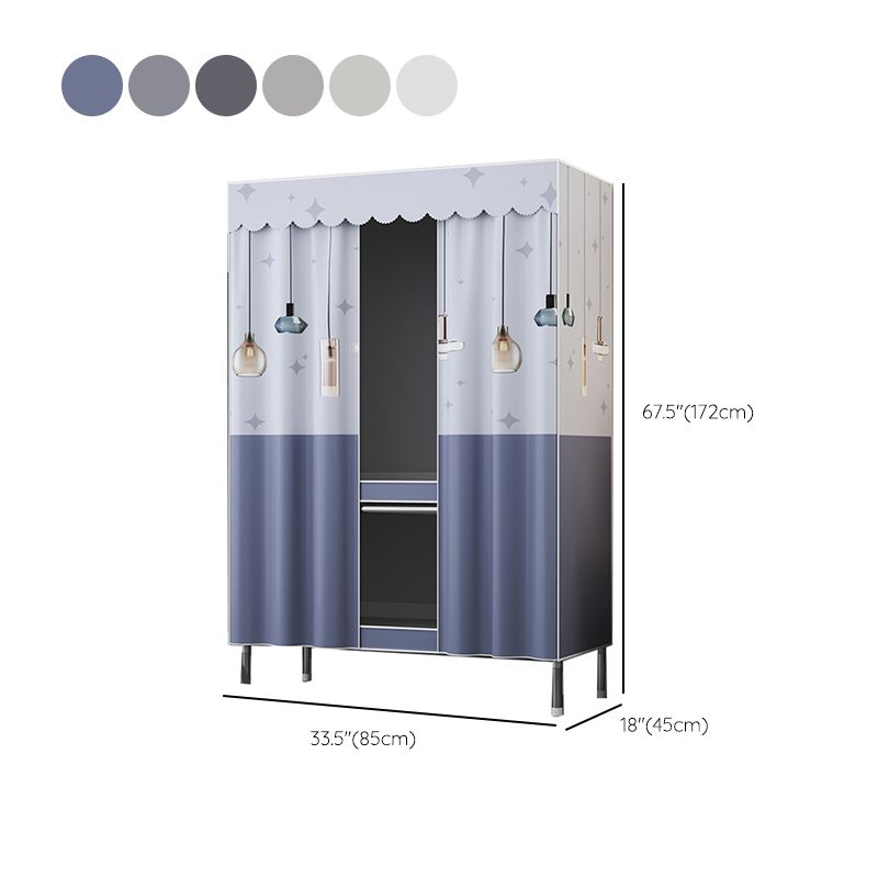 Contemporary Style Metal Wardrobe 1-door Wardrobe Closet for Bedroom