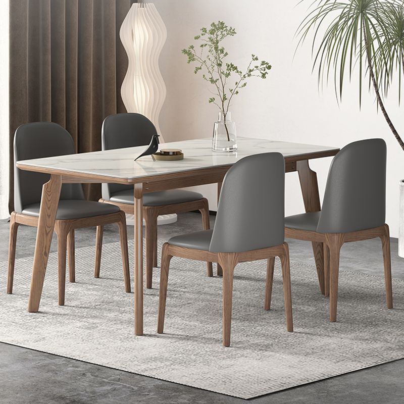 Rectangle Solid Wood Legs Table Contemporary Stone Dining Table for Dining Room
