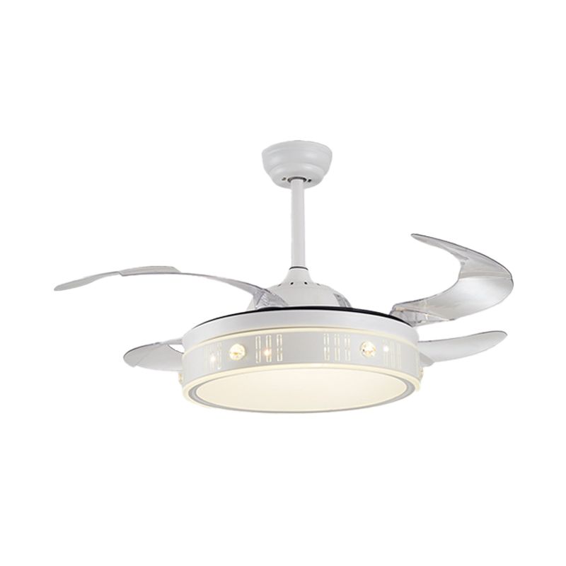Drum Shade 4-Blade Hanging Lüfterlampe Einfache LED White Semi Flush Mount, 20 "breit