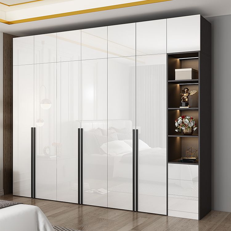 Mirrored Finish Wardrobe Armoire Modern Style Engineered Wood Wardrobe