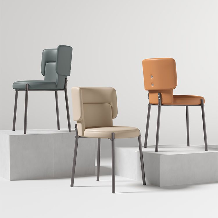 Faux Leather and Metal Contemporary Dining Chair for Dining Room