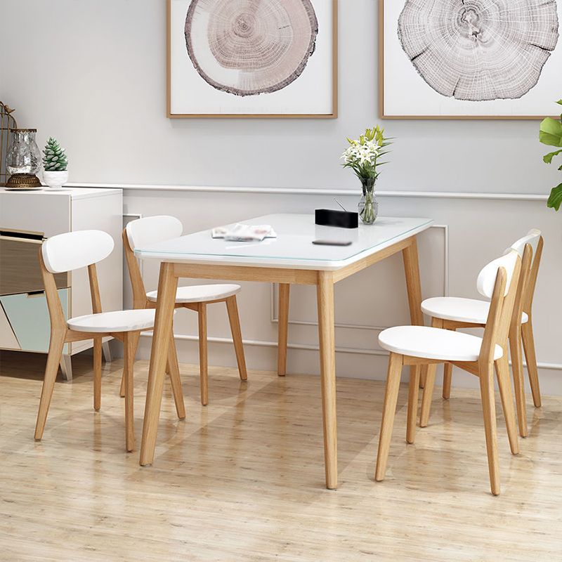 White Stone Top Dining Table Mid-Century Modern Table with 4 Legs