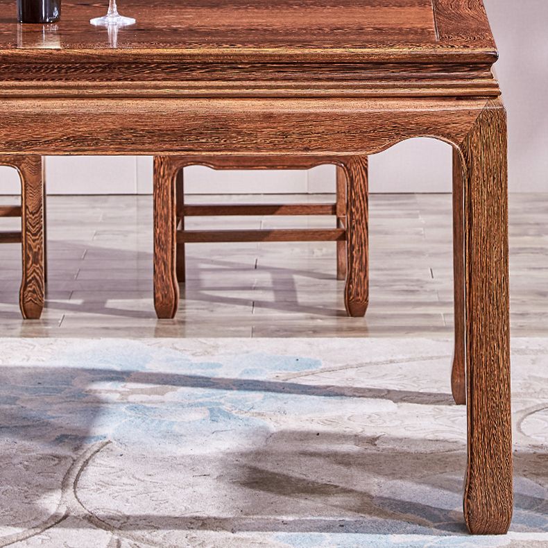 Traditional Style Solid Wood Dining Set with Fixed Rectangle Shape Table and 4 Legs Base