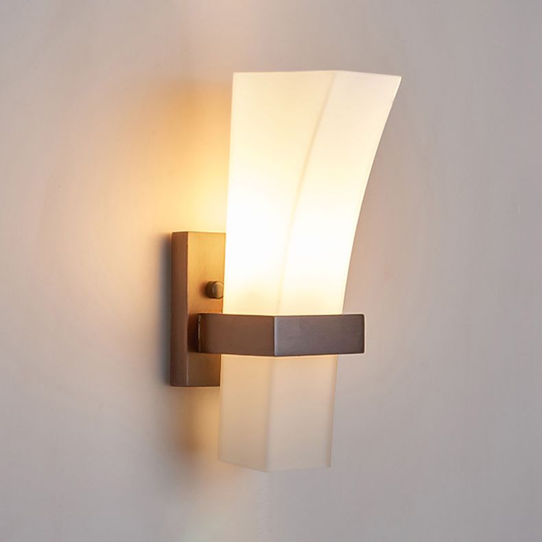 Sala de estar de madera apliques contemporáneos 1 cabeza de vidrio de vidrio luz montada en la pared