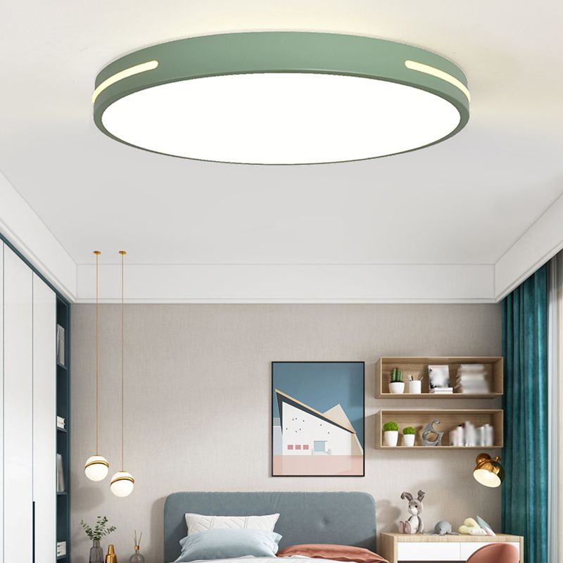 Lacquered Iron LED Flush Mount in Modern Concise Style Acrylic Circular Macaron Ceiling Fixture