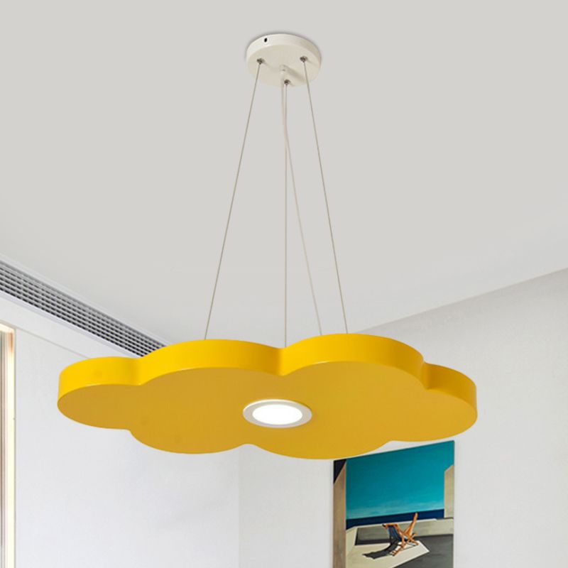 Orange/Blue/Green Cloud Hanging Lamp Cartoon Style LED Metal Pendant Chandelier in Warm/White Light for Nursery