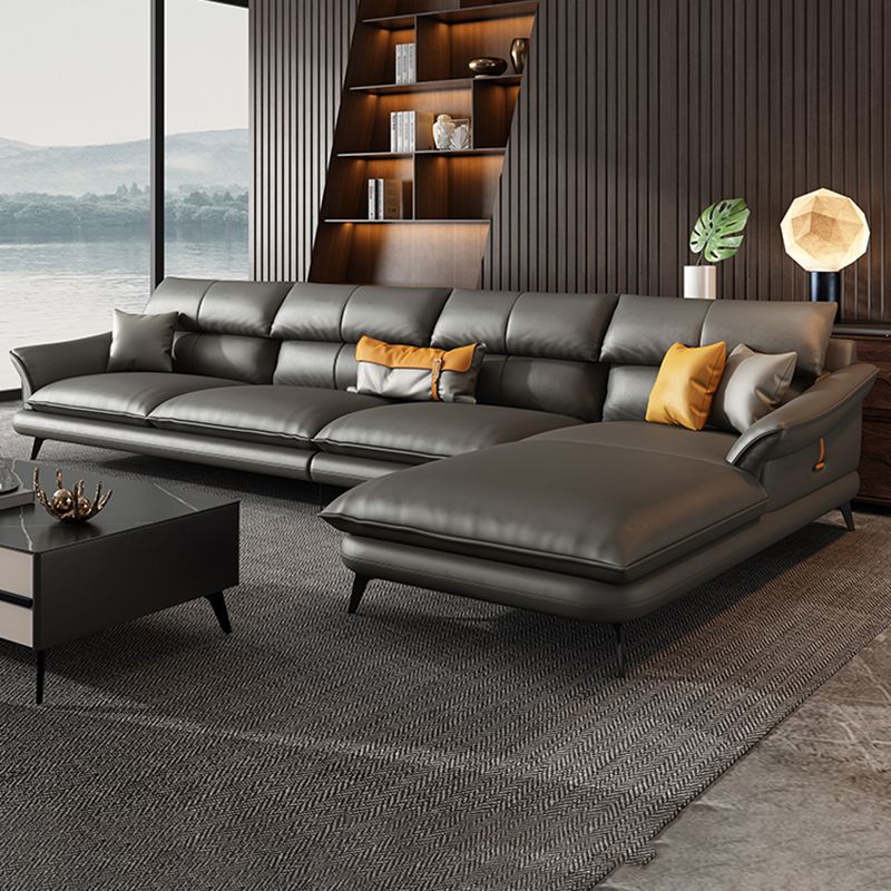 Nordic Style Sectional Sofa Flared Arm Cushion Back Sectional Sofa