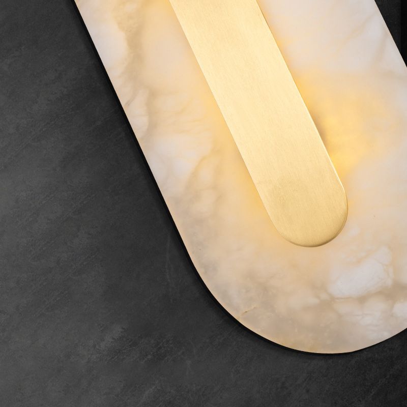 Geometric Post Modern Wall Mount in Gold Brass & Marble Wall Sconce