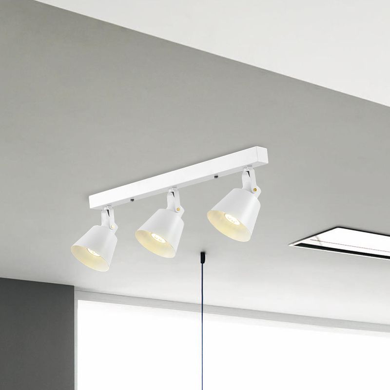 2/3/4 Lights Bucket Ceiling Light Fixture Loft Stylish Black/White Finish Metal Rotatable Semi Flush Mount Lighting