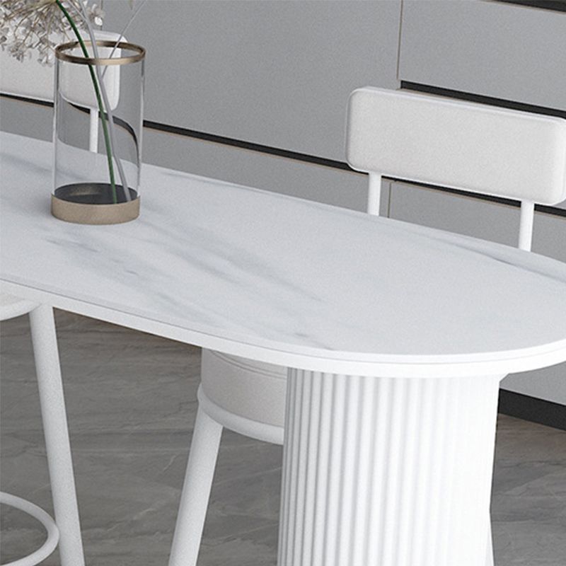 Contemporary Bar Table Stone Bar Dining Table with Double Pedestal