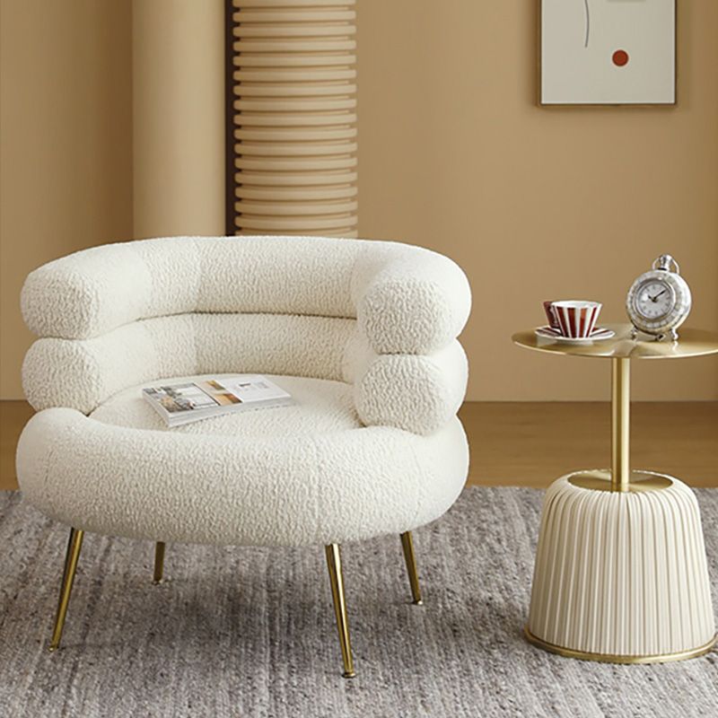 White Barrel Chair Arms Included Lounge Chair for Living Room