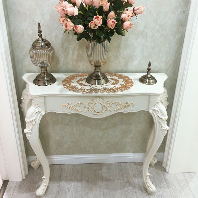 Victorian Hall Console Table Free Form Wood End Table with Legs