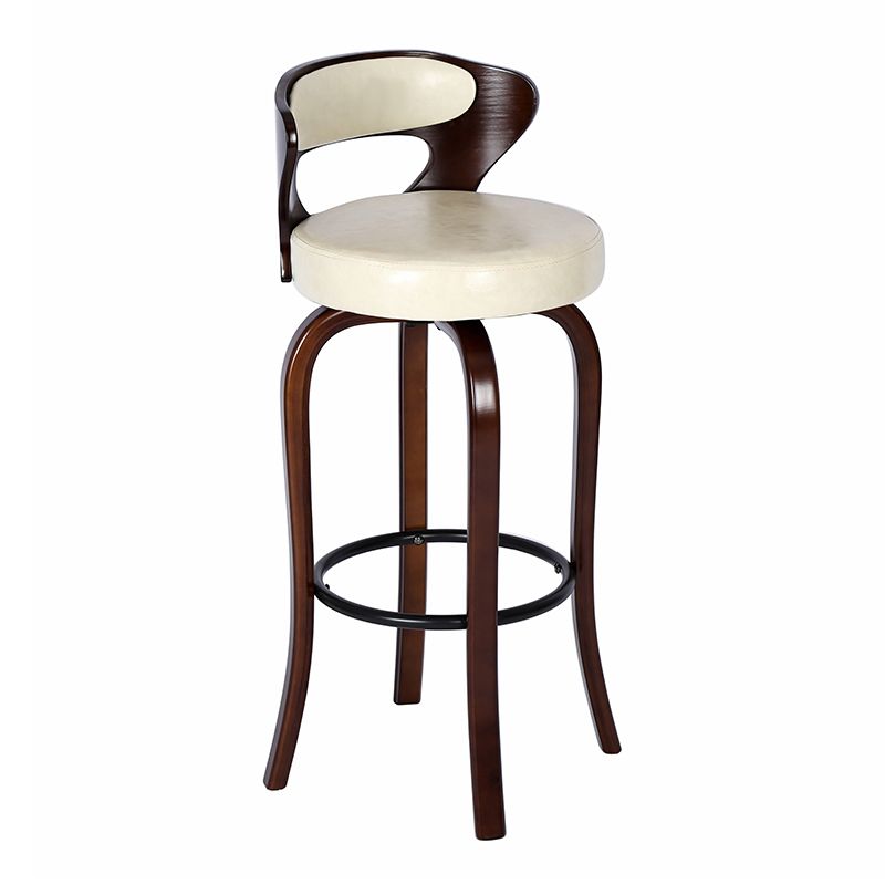 Modern Armless Backrest Counter Stool Wood Kitchen Bar Stool with Pedal and Cushion