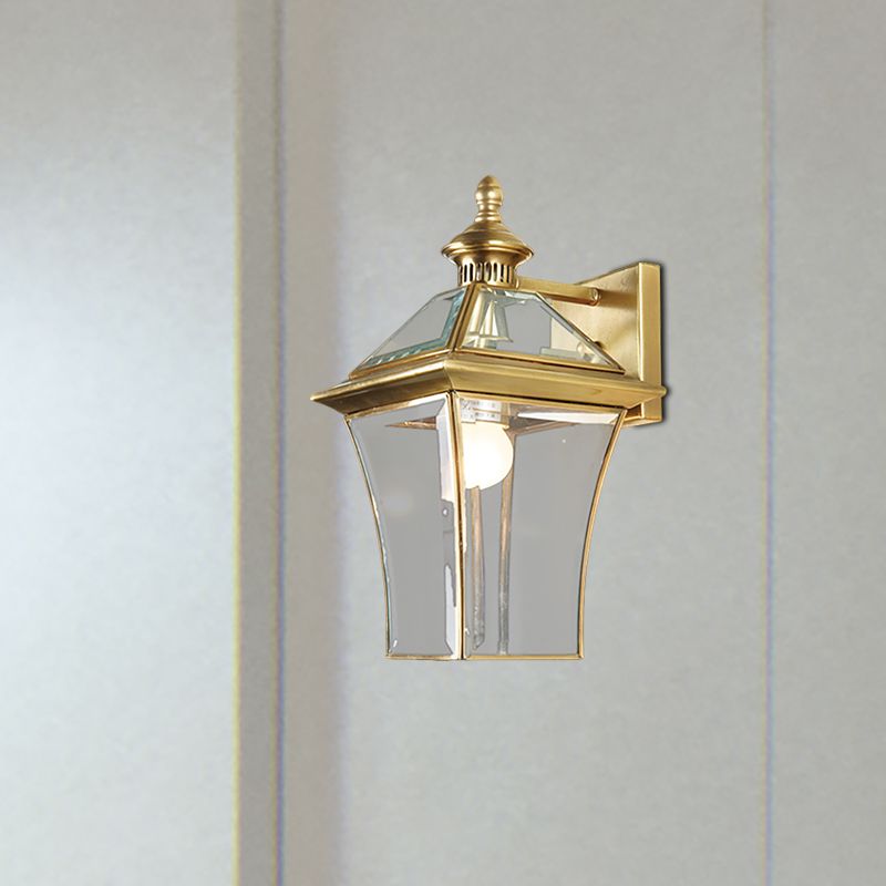 Luce di applique tradizionale Light Light 1-Bulb Metal Wall Apparecchiatura in oro per all'aperto