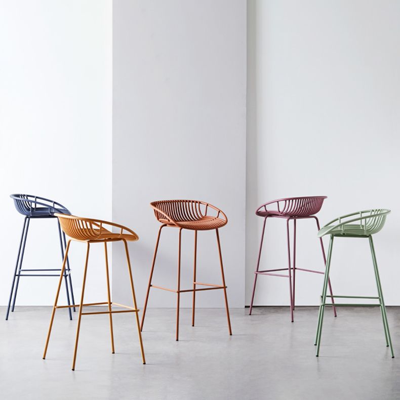 Modern Armless Backrest Counter Stool Iron Cashier Bar Stool with Seat and Pedal