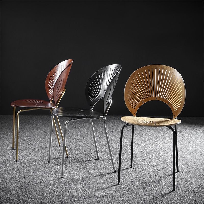 Nordic Style Metal Armless Dining Chairs Open Back Dining Side Chair for Home Use