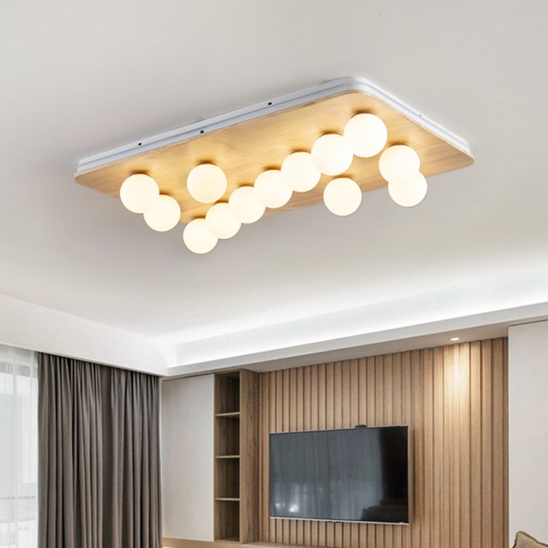 Contemporary Geometric Flush Light Fixture Wood Flush Mount Ceiling Fixture in Brown