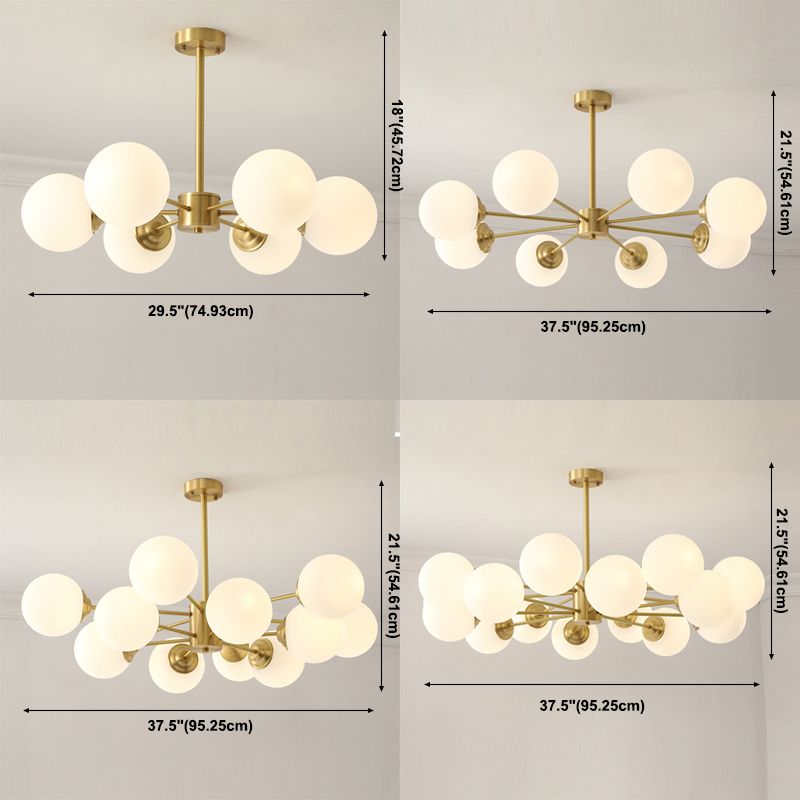 Globe Glass Modernistische kroonluchter Gold Sputnik hanglamp voor woonkamer