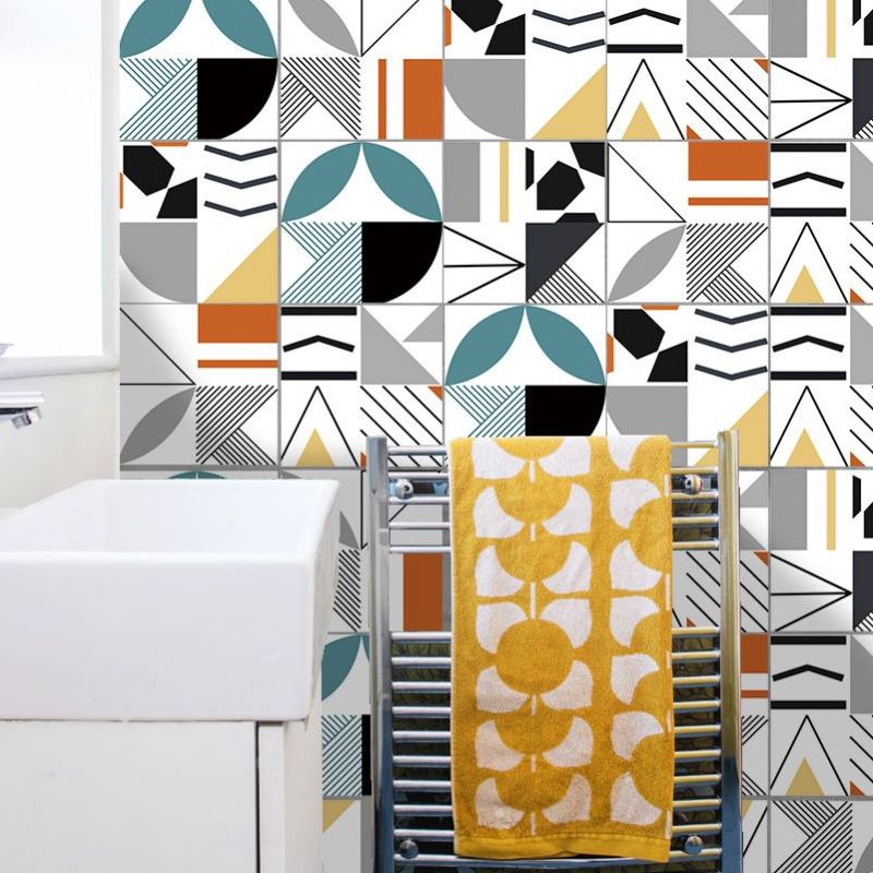 Geometric Shapes Wallpaper Panels Grey Modern Wall Covering for Living Room, Easy Peel off