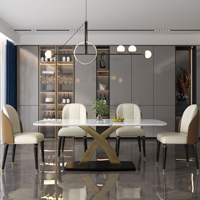 Contemporary Style Rectangle Table Set 1/5/6/7 Pieces Dining Set for Home