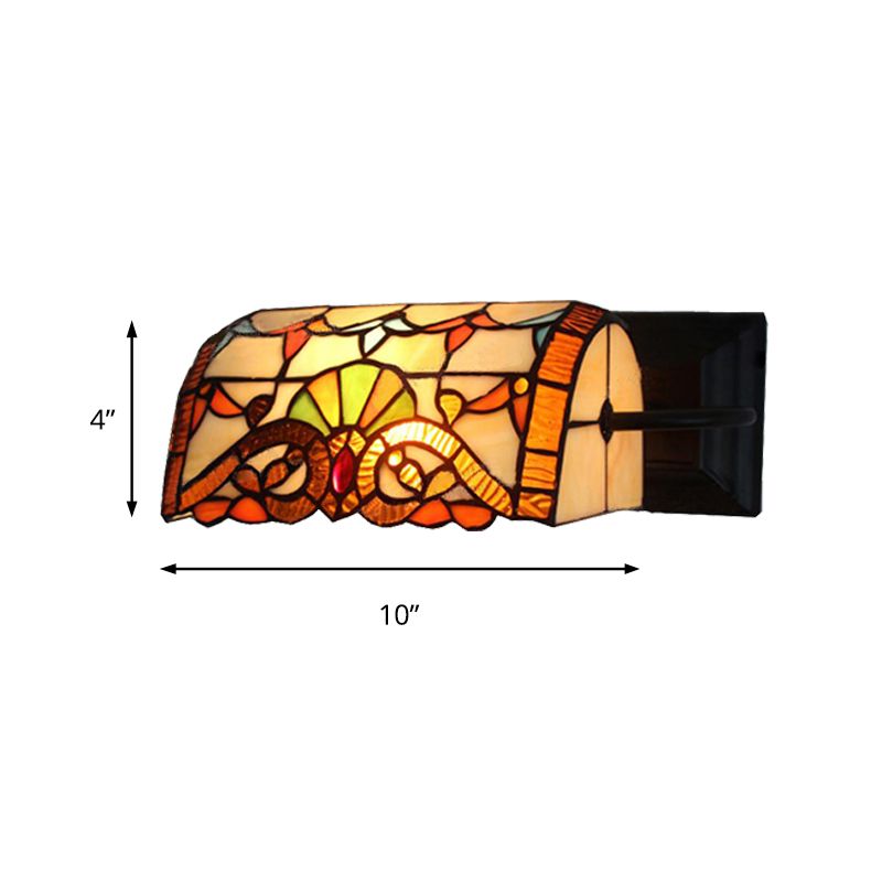 Office Banker Wall Light Stained Glass Victorian Design Tiffany Style Wall Lamp in Beige