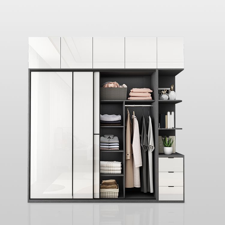 Manufactured Wood White Storage Cabinet Modern Cabinet with Drawers