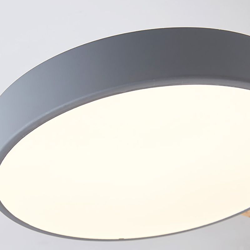 Nordic Round Ceiling Light Wood Multi Light LED Flush Mount Light for Living Room