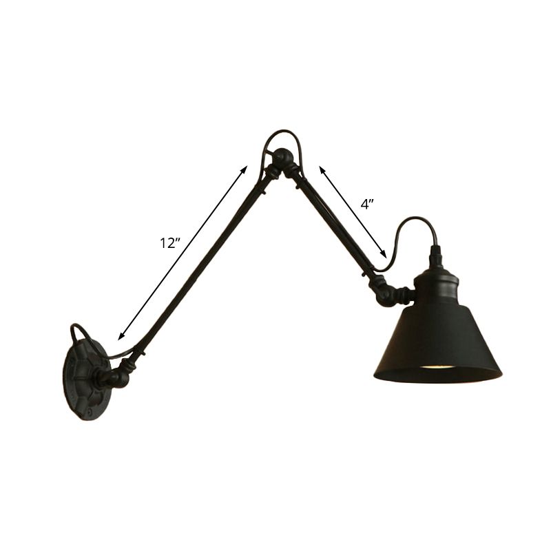 1 tête conique Moup de montage Aymordage rétro Retro Black / Chrome Metal Swing Bran Mur Mur Wall pour étude Salle