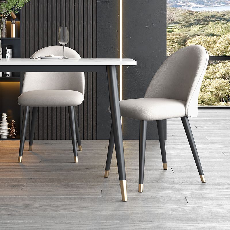 1/4/5 Pieces White Stone Dining Set Modern Solid Back Chair Rectangle Dining Furniture