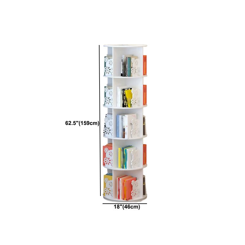 Contemporary Bookcase White Engineered Wood Vertical Shelf Bookcase
