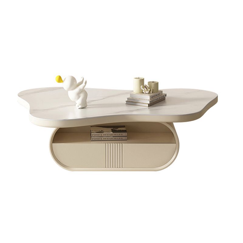 Contemporary Geometric Cocktail Table Stone White Coffee Table