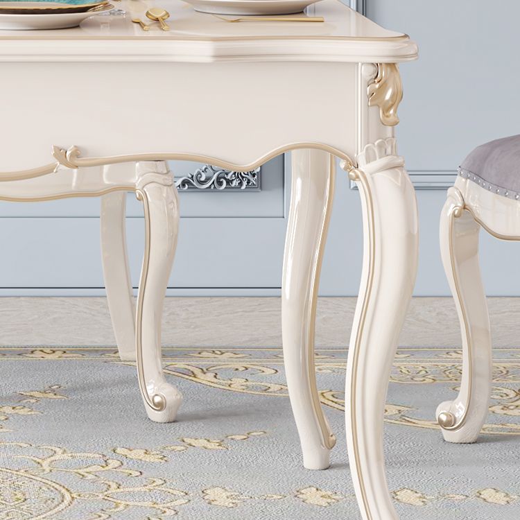 Rectangle Shape White Tone Dining Table Victoria 4 Legs Table for Dining Room