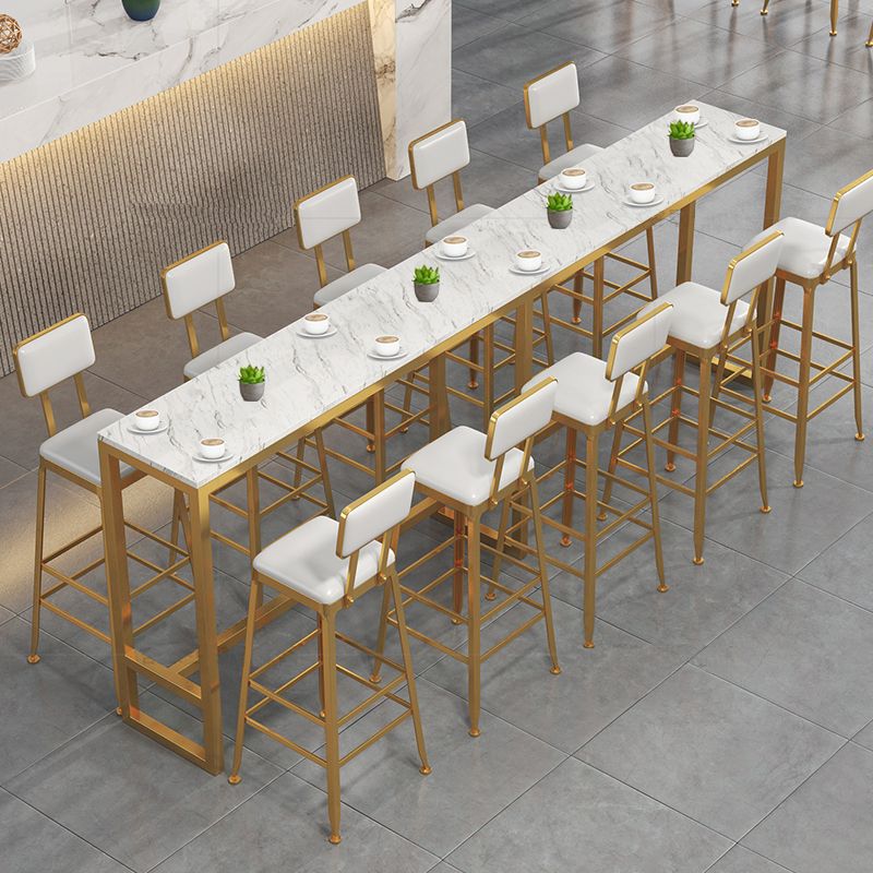 1/7/9/11 Pieces Rectangular Bar Set Gorgeous Style Marble Table with Bar Stools