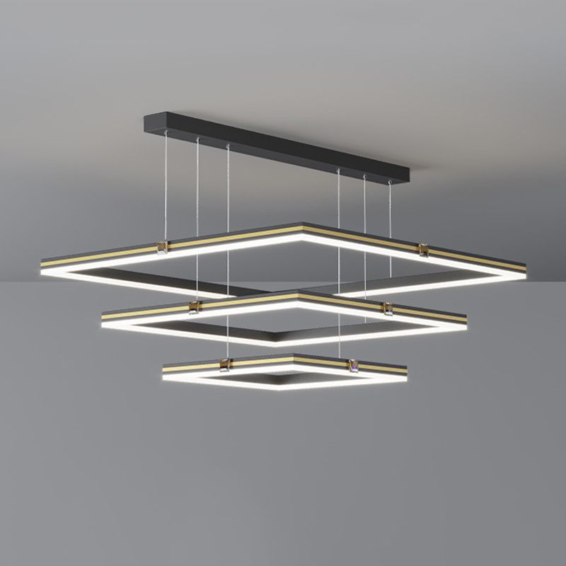 Modern 3-Tiered Chandelier Light Fixtures Metal LED Hanging Lamp for Living Room
